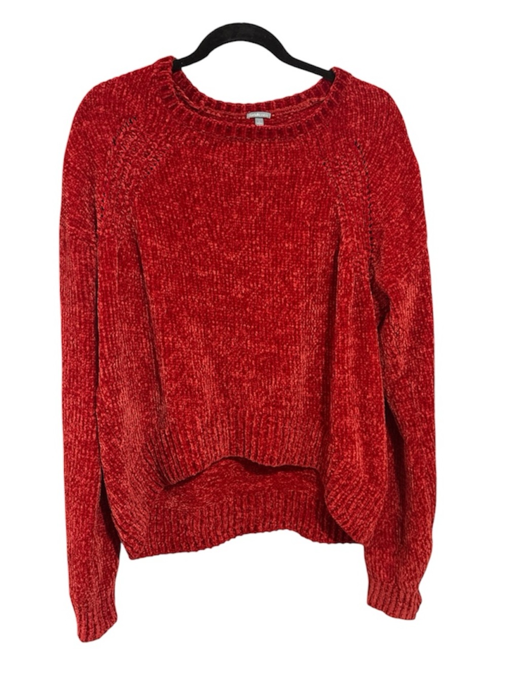 CHARLOTTE RUSSE Velour Knit Slouchy Crewneck Pullover Sweater